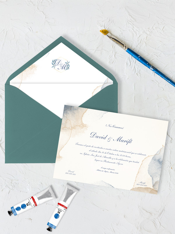 Invitación de boda barata estilo acuarela