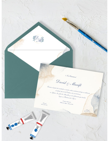 Invitación de boda barata estilo acuarela