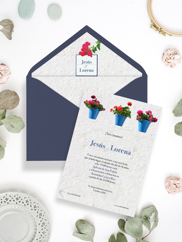 Invitaciones de boda patios de córdoba únicos