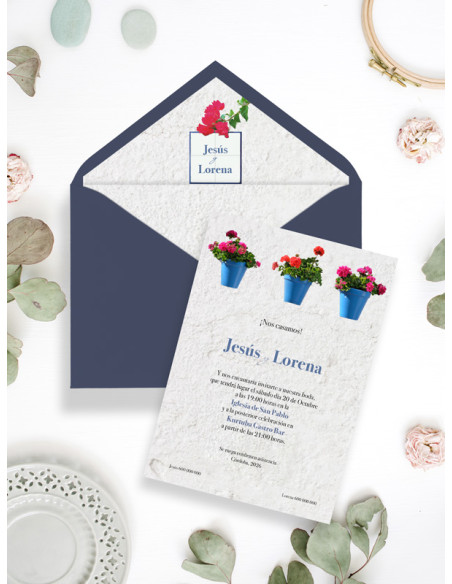Invitaciones de boda patios de córdoba únicos