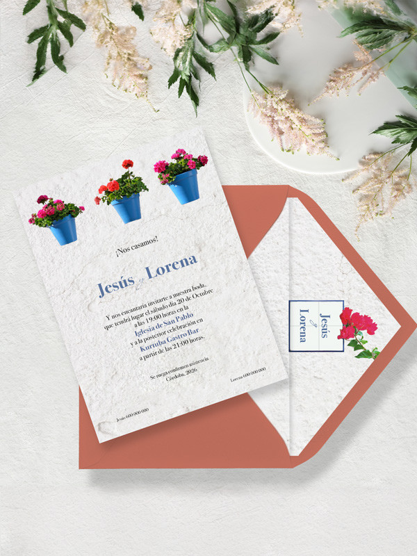 Invitaciones de boda patios de córdoba baratas