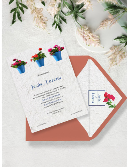 Invitaciones de boda patios de córdoba baratas