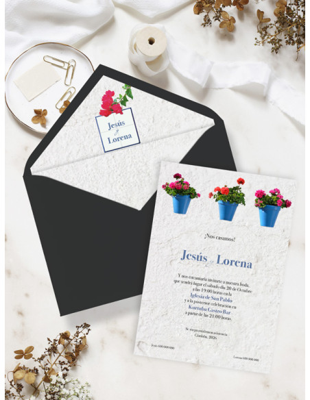 Invitaciones de boda patios de córdoba con sobres