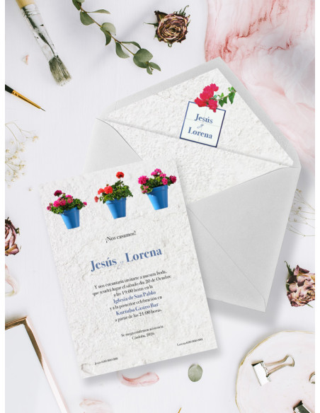 Invitaciones de boda patios de córdoba originales