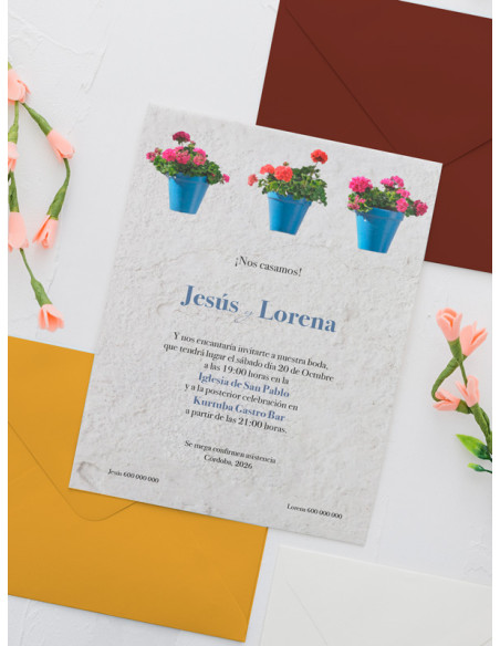 Invitaciones Boda con sobres especiales Patios Córdoba