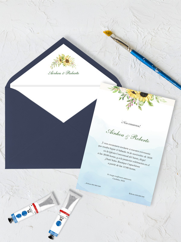 Invitación boda girasoles personalizada
