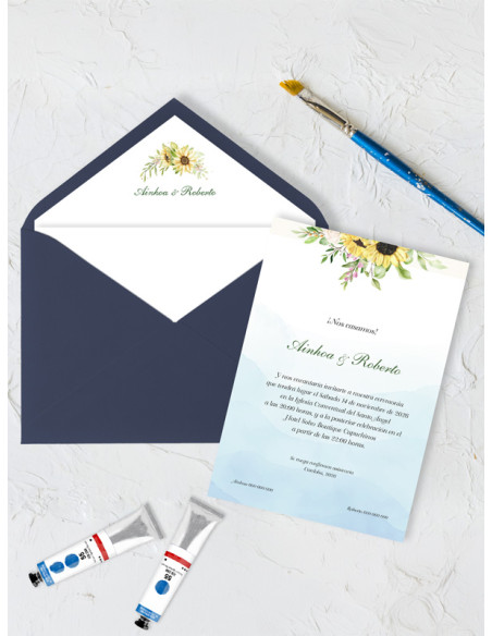 Invitación boda girasoles personalizada