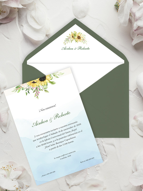 Invitación boda girasoles original
