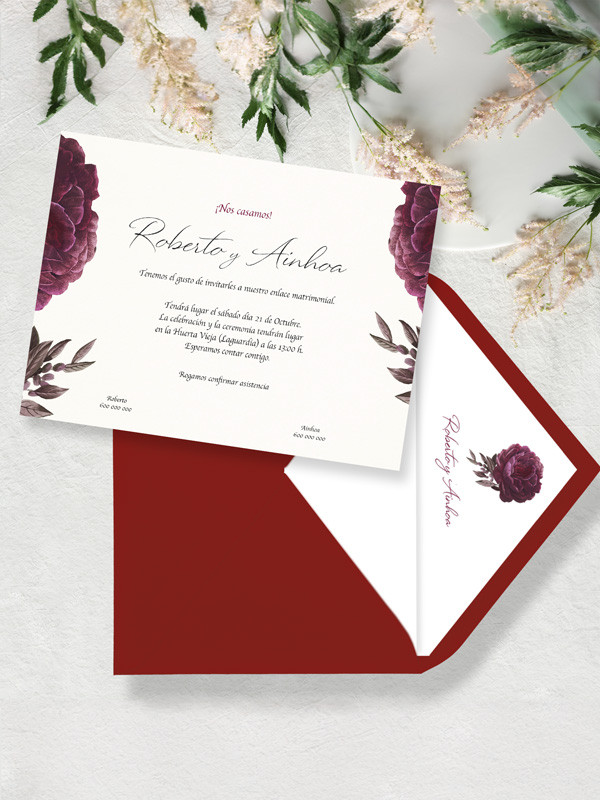 Invitaciones boda rosa bonita roja