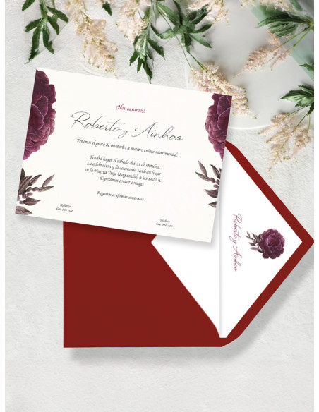 Invitaciones boda rosa bonita roja
