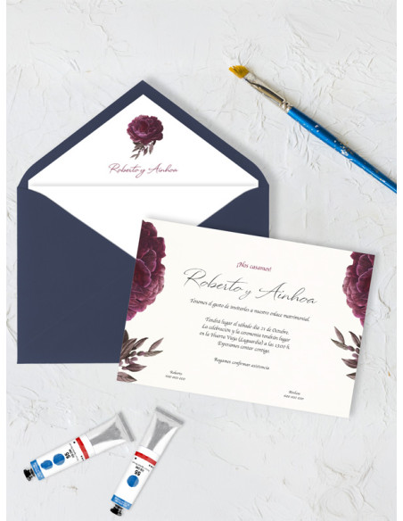 Invitaciones boda flores elegantes