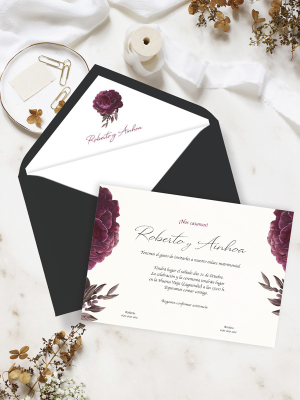 Invitaciones boda flores originales