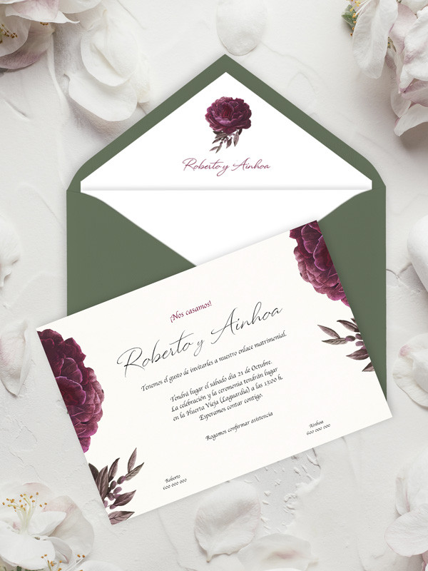 Invitaciones boda flores baratas