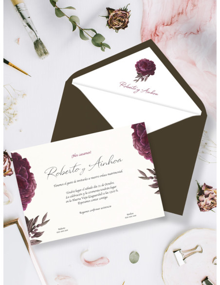 Invitaciones boda flores botanica
