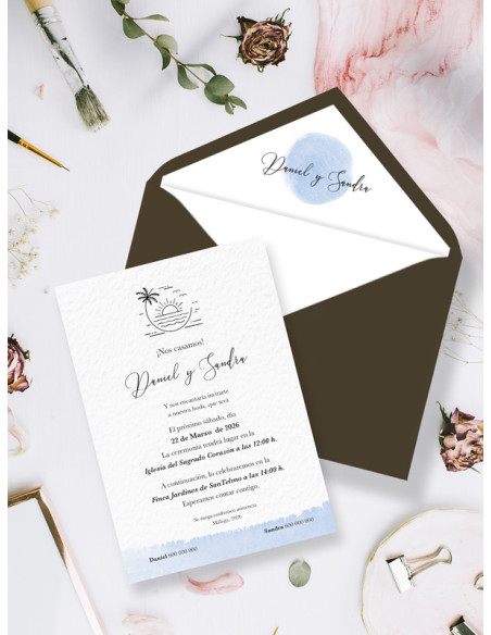 Invitaciones Boda con sobres especiales Mar y Playa