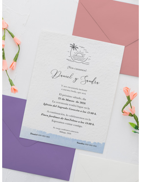 Invitaciones Boda con sobres especiales Mar y Playa