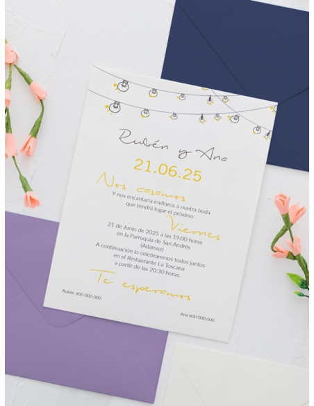 Invitaciones Boda con sobres especiales Guirnalda