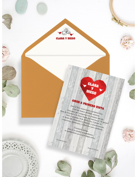 Invitaciones Boda con sobres especiales First Dates
