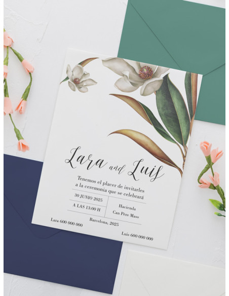 Invitaciones Boda con sobres especiales Magnolia