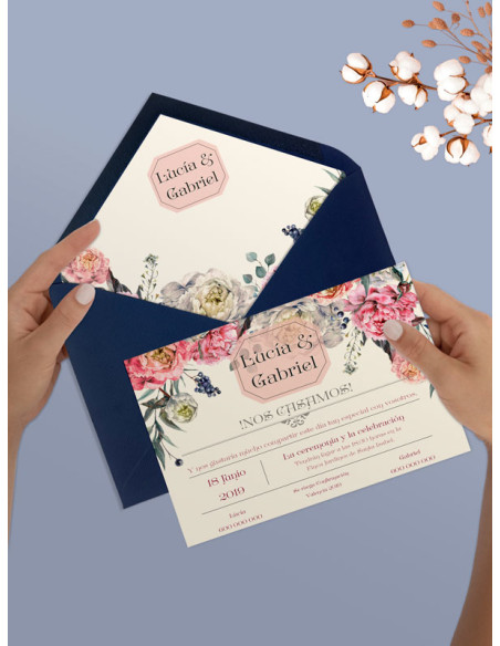 Invitaciones Boda con sobres especiales Peonías