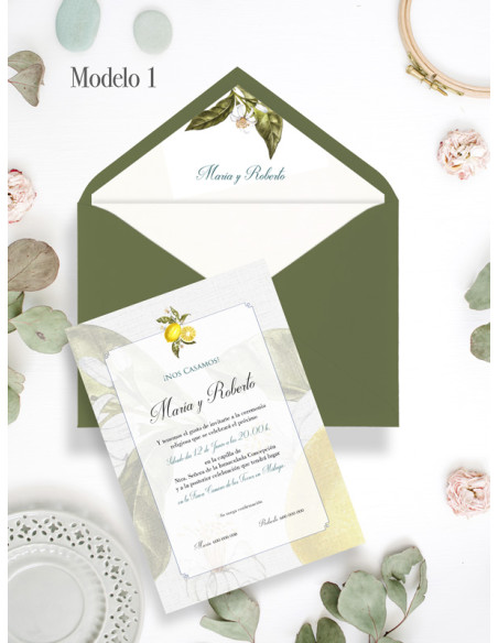 Invitación con sobres limones