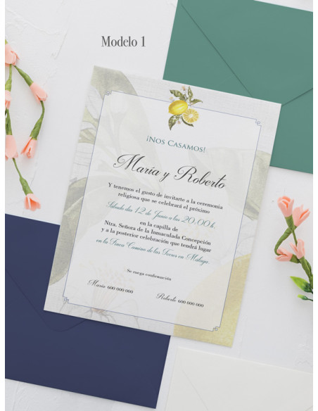 Invitaciones Boda con sobres especiales Limones
