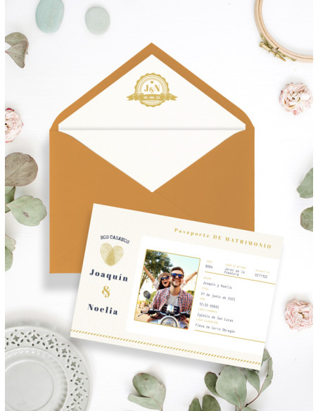 Invitaciones con sobres pasaporte viajes originales