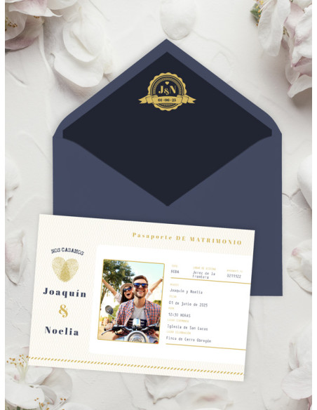 Invitaciones con sobres pasaporte viajes