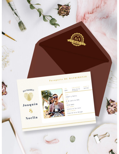 Invitaciones con sobres pasaporte viajes baratas