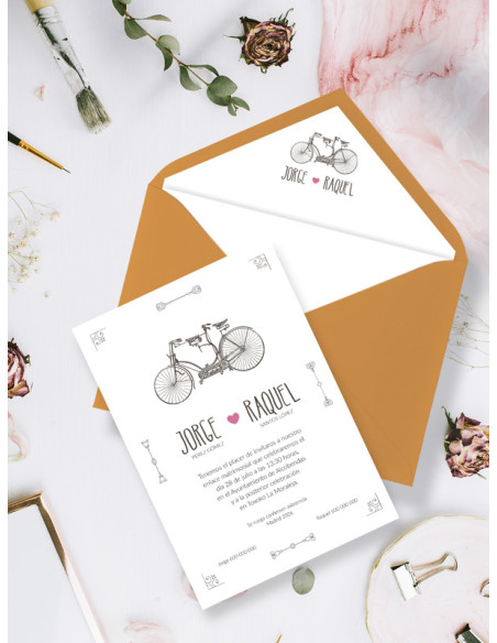 Invitaciones Boda con sobres especiales Bicicleta