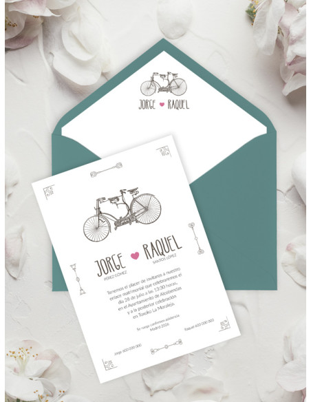 Invitaciones Boda con sobres especiales Bicicleta
