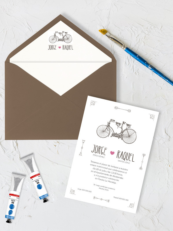 Invitaciones de boda bicicletas ciclismo