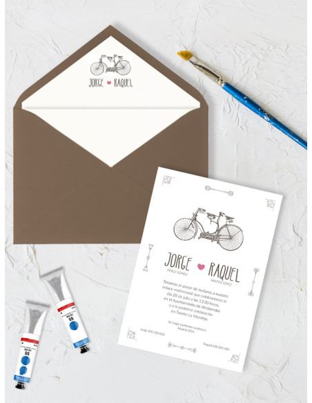 Invitaciones de boda bicicletas ciclismo