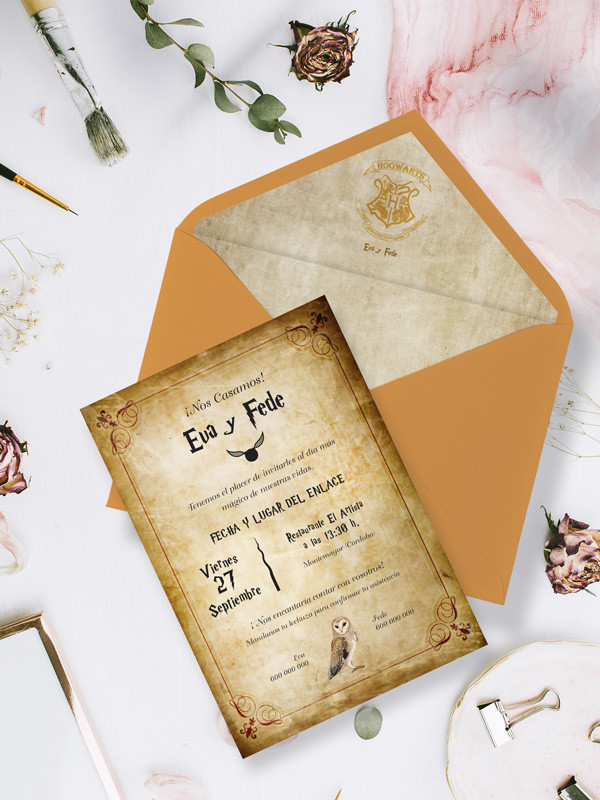 Invitaciones de boda Harry Potter originales