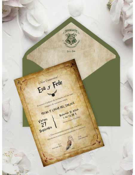 Invitaciones de boda Harry Potter Hogwarts