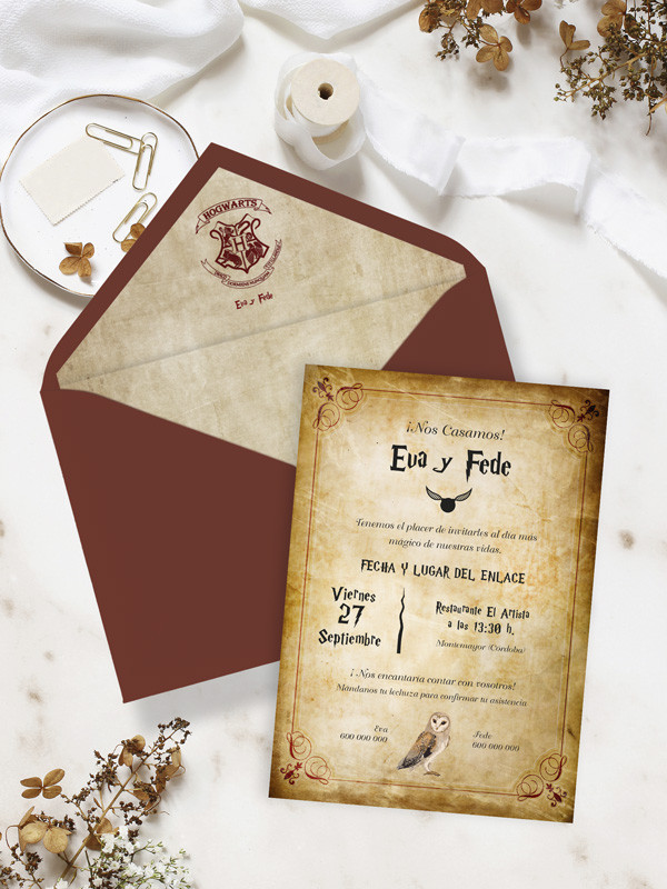 Invitaciones de boda Harry Potter baratas