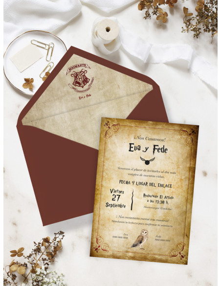 Invitaciones de boda Harry Potter baratas