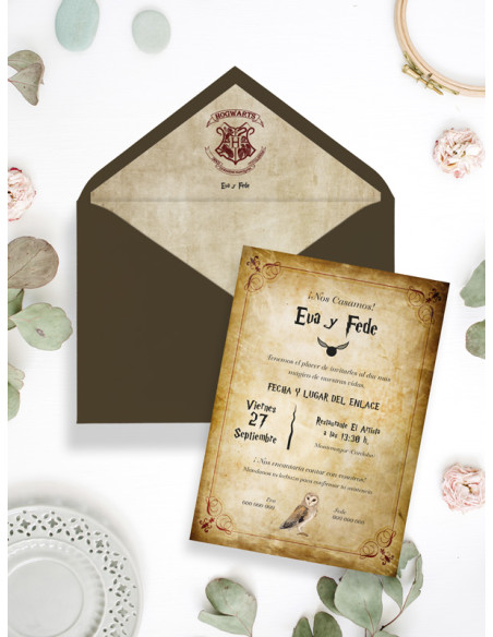 Invitaciones Boda con sobres especiales Harry Potter