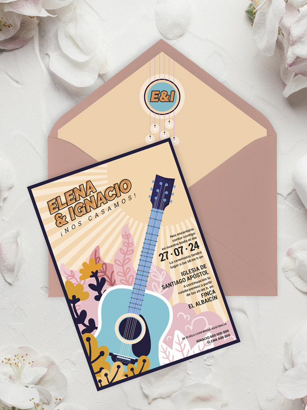 Invitaciones Boda con sobres especiales Festival música