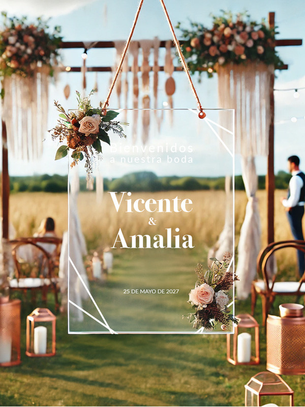 Cartel bodas metacrilato elegante