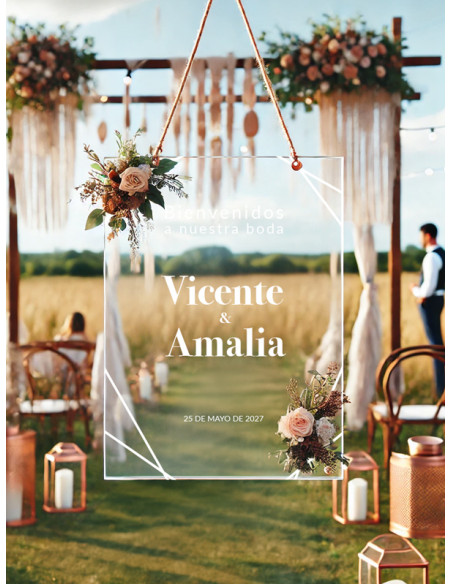 Cartel bodas metacrilato elegante