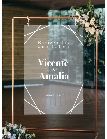 Cartel de Metacrilato Personalizado para Bodas | Líneas