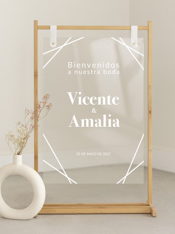 Cartel metacrilato con vinilo para bodas