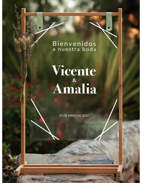 Cartel de Metacrilato Personalizado para Bodas | Líneas