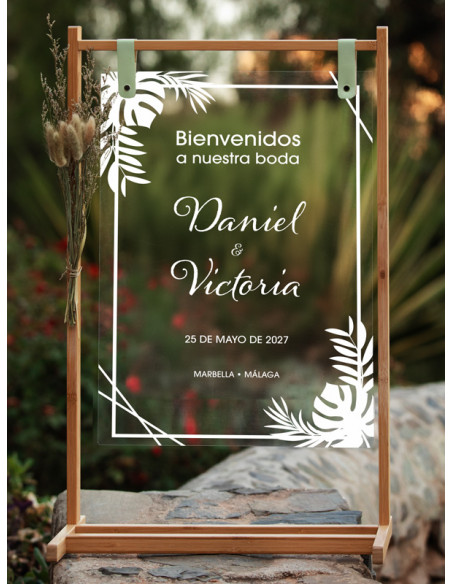 Cartel de Metacrilato Personalizado para Bodas | Monstera