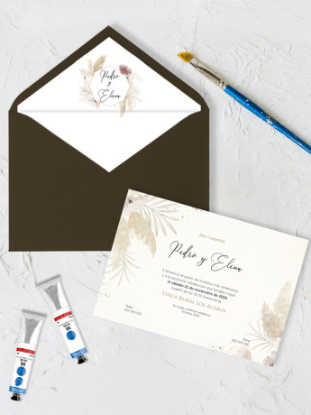 Invitación de boda con sobre bohemio boho 2