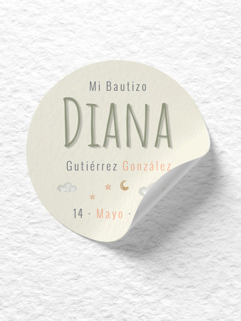 Pegatinas redondas bautizo Carrusel