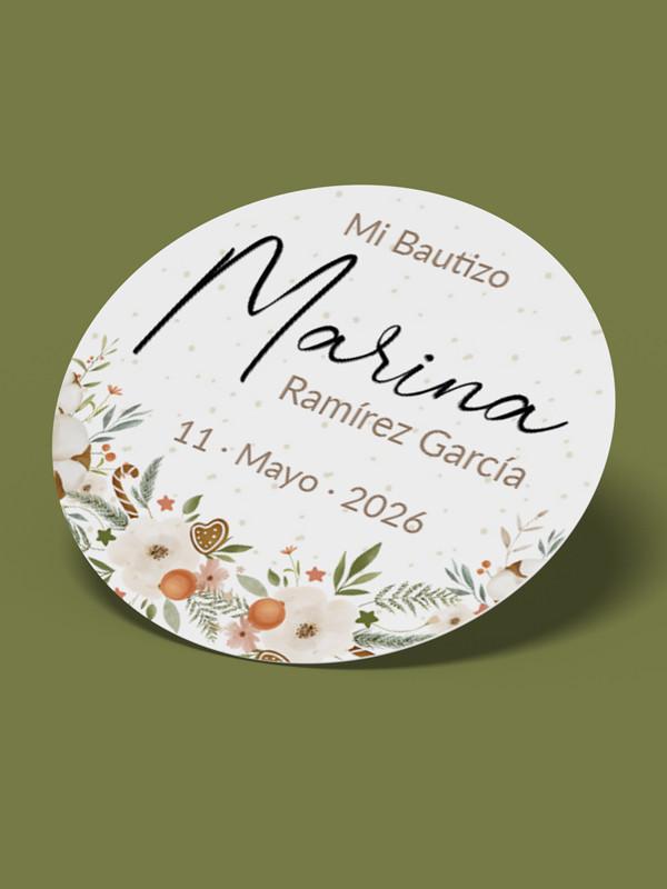 Pegatinas bautizo Conejito