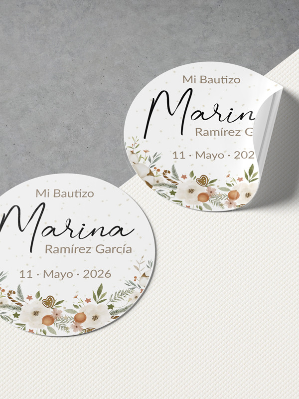 Pegatinas bautizo Conejito