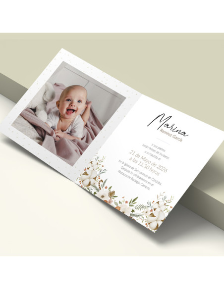 Invitación bautizo díptico Conejito
